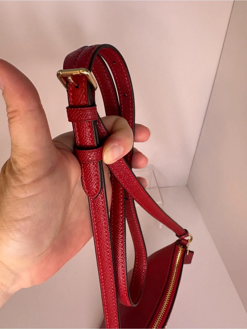 #403 Coach NWT Crossgrain Mini Rowan File Red Crossbody Bag